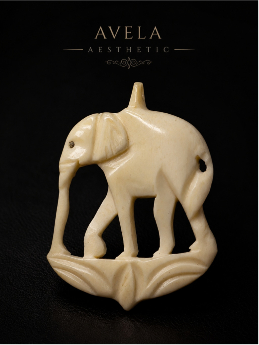 Vintage Hand-Carved Bone Elephant Pendant